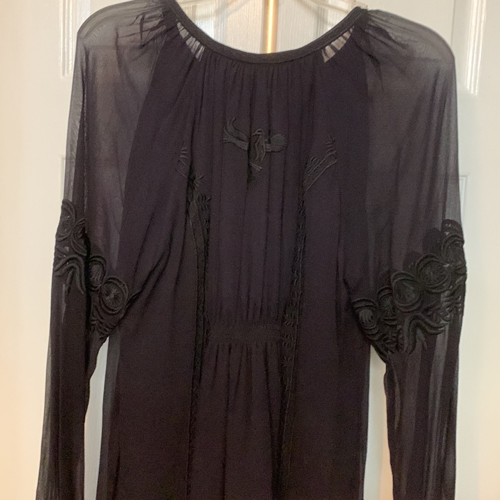 Rungolee Dark Navy Cocktail Dress, szS, fully lined chiffon embroidered dress. - Picture 2 of 9